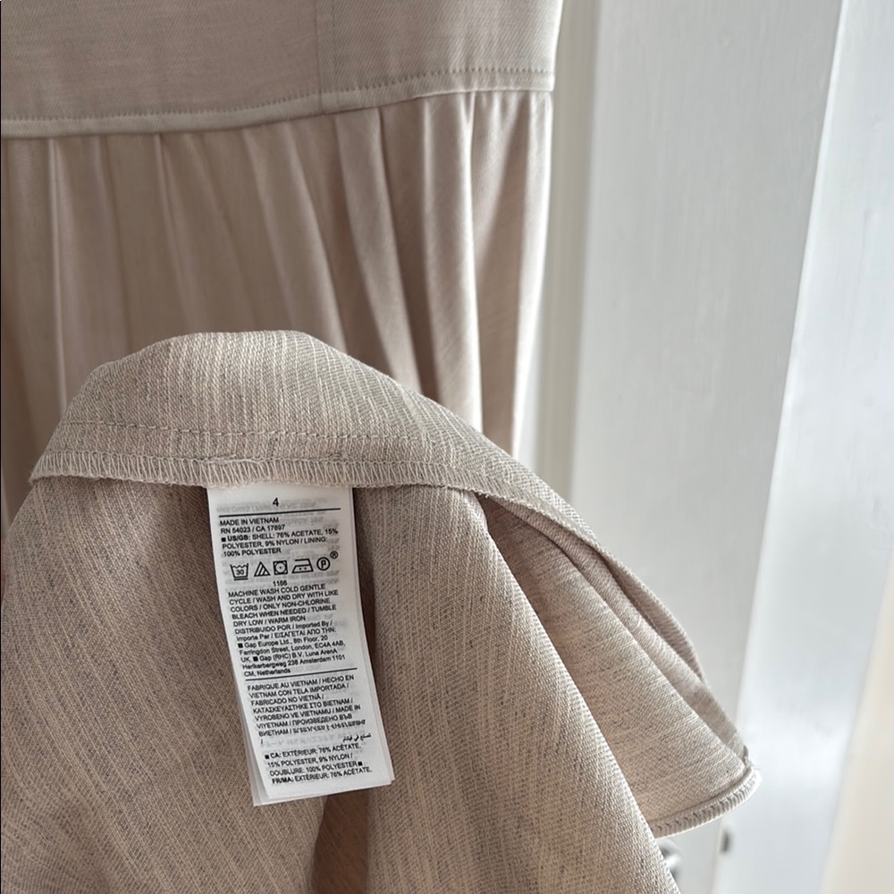 Banana Republic Ness Pleated Satin Midi Dress Size 4 Cream - Picture 14 of 14